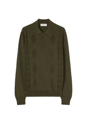 RETORI mixed argyle long-sleeve polo shirt - Green