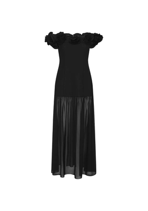 ROTATE BIRGER CHRISTENSEN crepe flower maxi dress black