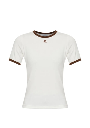 Courrèges logo-embroidered contrast-trim T-shirt - White