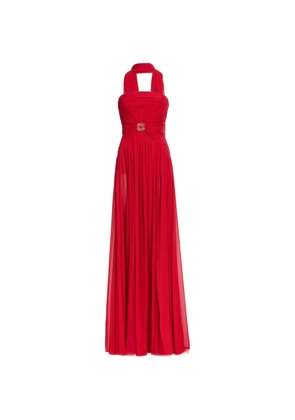 Elie Saab ruched silk maxi dress - Red