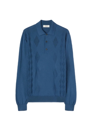 RETORI argyle-knit long-sleeve polo shirt - Blue