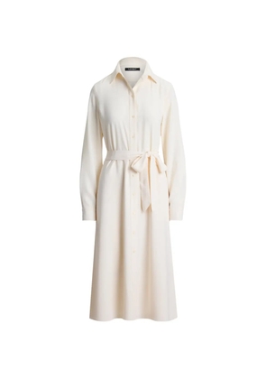 Lauren Ralph Lauren belted double-faced georgette midi shirt dress - Neutrals