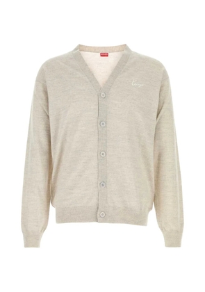 Kenzo embroidered-logo wool cardigan - Grey