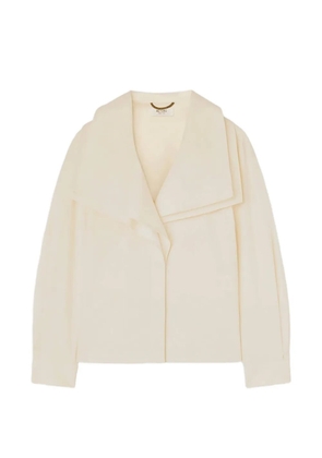RETORI shawl-collar long-sleeve cotton shirt - Neutrals
