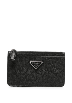 Prada logo-plaque leather cardholder - Black