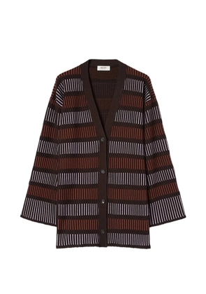RETORI Windows Long geometric-pattern V-neck cardigan - Brown