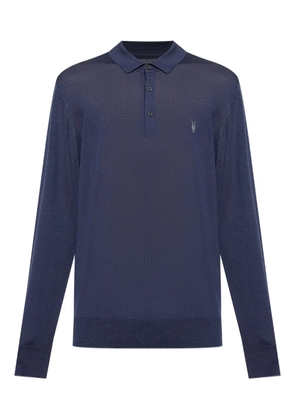 AllSaints buttoned logo-embroidery sweater - Blue