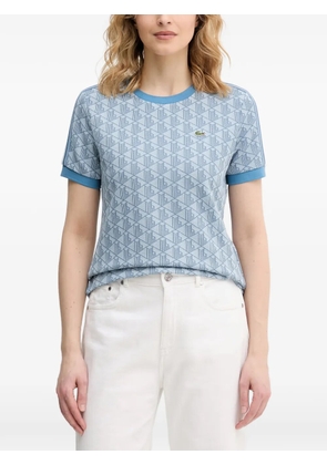 Lacoste monogram-print logo-patch T-shirt - Blue
