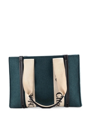 Chloé Pre-Owned Woody Recycled Felt with Leather and Canvas Medium tote bag - Blue