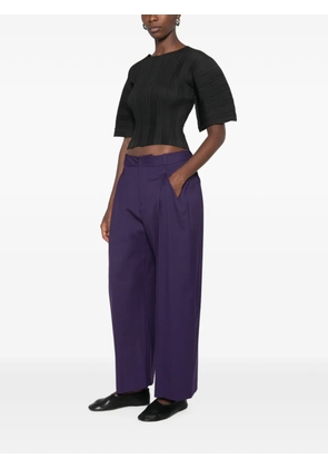Issey Miyake pleated short-sleeve top - Purple