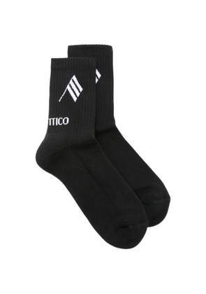 The Attico logo-intarsia ribbed-knit socks - Black