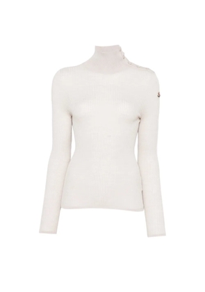 Moncler Dolcevita button-detail ribbed-knit sweater - Neutrals