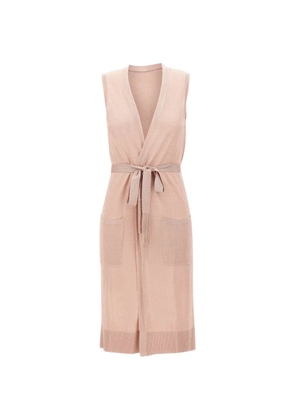 Kangra belted lurex-knit cardi-coat - Pink