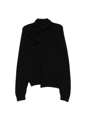 Yohji Yamamoto weave draped high-neck sweater - Black