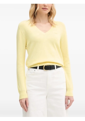 Lacoste logo-patch V-neck sweater - Yellow