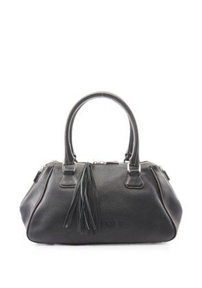 CHANEL Pre-Owned 2003-2004 mini Boston logo fringe handbag - Black
