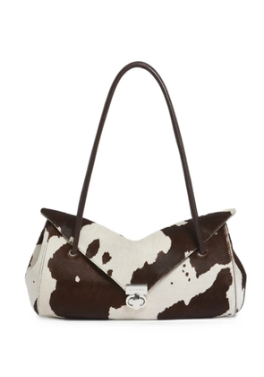 Marni cow-print calf-hair shoulder bag - White