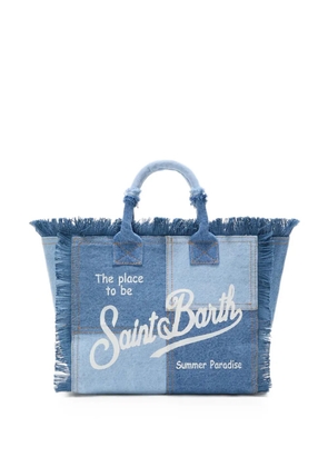 MC2 Saint Barth Colette patchwork fringed tote bag - Blue