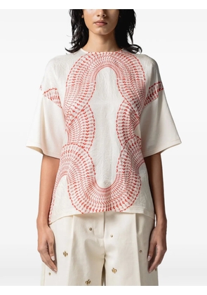 Muller Of Yoshiokubo Radiall printed open-back T-shirt - Neutrals
