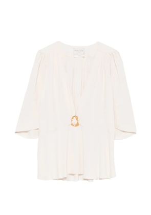 Forte Forte buckle-detail short-sleeve top - Neutrals