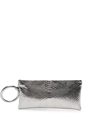 TOM FORD laminated snakeskin-effect clutch bag - Silver