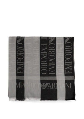Emporio Armani logo-print fringed scarf - Black