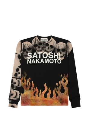 SATOSHI NAKAMOTO graphic-print thermal T-shirt - Black