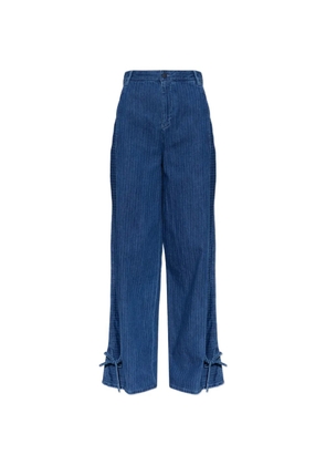 Emporio Armani herringbone-pattern tie-fastening jeans - Blue