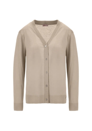 Herno ribbed-knit V-neck cardigan - Neutrals