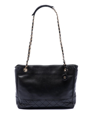 CHANEL Pre-Owned 1989-1991 Quilted Lambskin Chain tote bag - Black