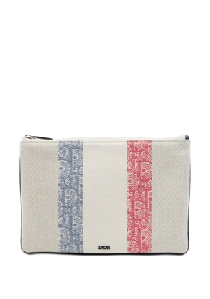 Christian Dior Pre-Owned 2018 Tricolor Oblique Canvas Stripe Zip pouch - Neutrals