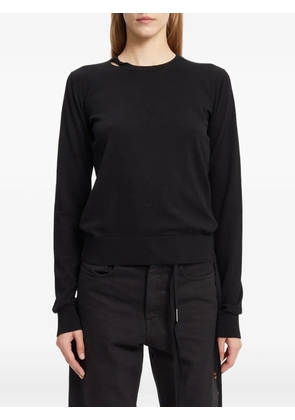 Ann Demeulemeester cut-out fine-knit long-sleeved T-shirt - Black