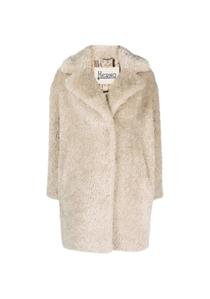 Herno faux-shearling notched-lapel coat - Neutrals