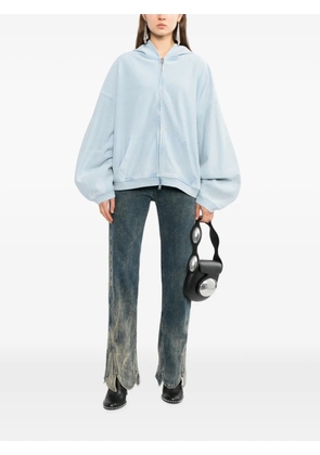 Alexander Wang crystal-embellished zip-up hoodie - Blue