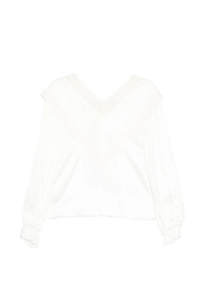 Self-Portrait lace-trimmed ruffled blouse - Black