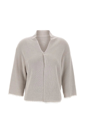 Kangra ribbed fringed-trim cardigan - Neutrals