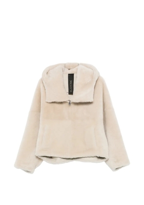 Blancha hooded shearling jacket - Neutrals