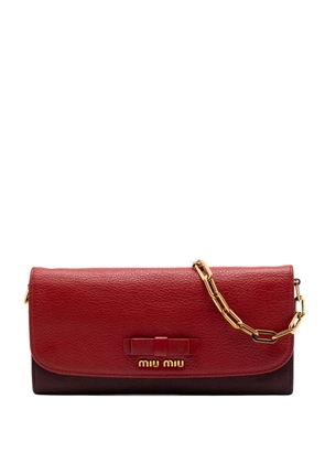 Miu Miu Pre-Owned 2010-2026 Bicolor Goatskin Madras Bow Wallet on Chain crossbody bag - Red