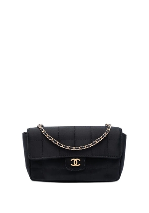 CHANEL Pre-Owned 2003-2004 Mini Square Chocolate Bar Satin Single Flap crossbody bag - Black
