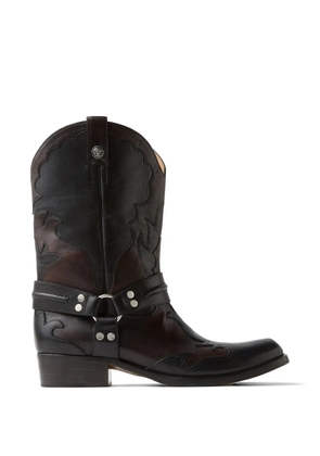 Versace Sylvester leather texan boots - Black