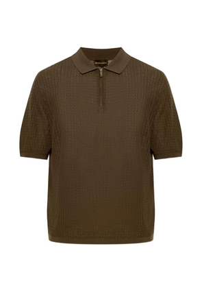 Emporio Armani weave-knit zip-neck polo shirt - Green