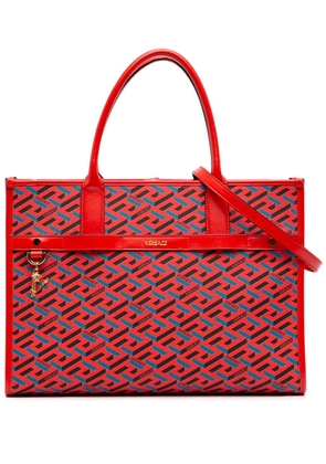 Versace Pre-Owned 2000-2026 Multicolor Coated Canvas La Greca Tote satchel - Red