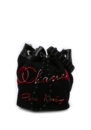 CHANEL Pre-Owned 2018-2019 Paris Hamburg Wool bucket bag - Black