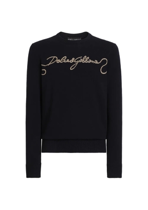 Dolce & Gabbana smooth-knit pullover with embroidery - Blue