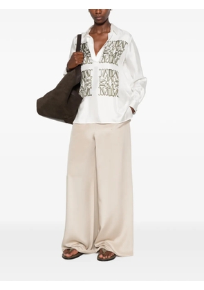 Max Mara logo-print silk shirt - White