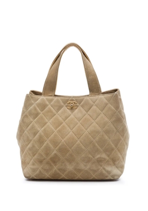 CHANEL Pre-Owned 2002-2003 Mini CC Quilted Suede Shopping Tote satchel - Neutrals