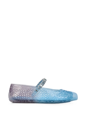 Jimmy Choo Jelly crystal-embellished semi-transparent ballet flats - Blue
