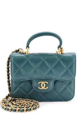 CHANEL Pre-Owned Top Handle Flap Coin Purse with Chain Quilted Lambskin crossbody bag - Green