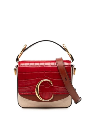 Chloé Pre-Owned 2019 Mini Bicolor Croc Embossed Calfskin C satchel - Red
