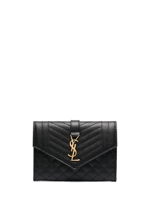 Saint Laurent pebbled envelope cardholder - Black